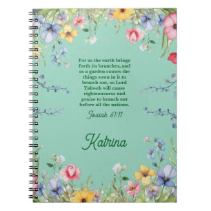 Carnet Printemps Fleur sauvage Jardin Bible Verse Personn