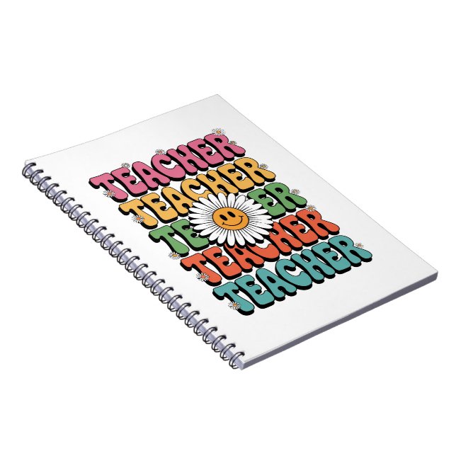 Carnet Prof Enseignant Mignon Fleur de Marguerite Rétro R (Côté Droit)
