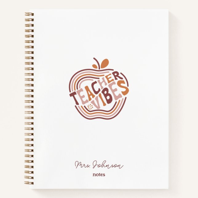 Carnet Prof Vibes Boho Pomme Personnalisée Appréciation (Devant)