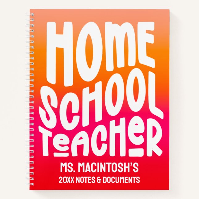 Carnet Professeur à domicile Orange Rouge Ombré (Devant)