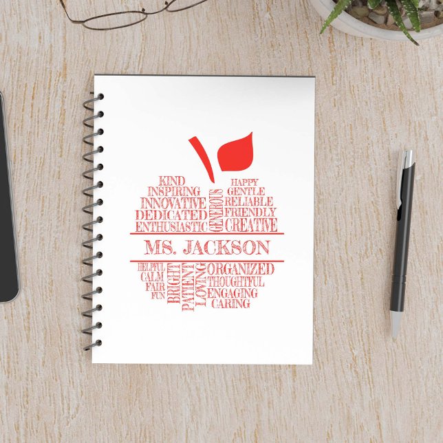 Carnet Professeur Apple Typographie Nuage de mots Rouge e (Créateur téléchargé)