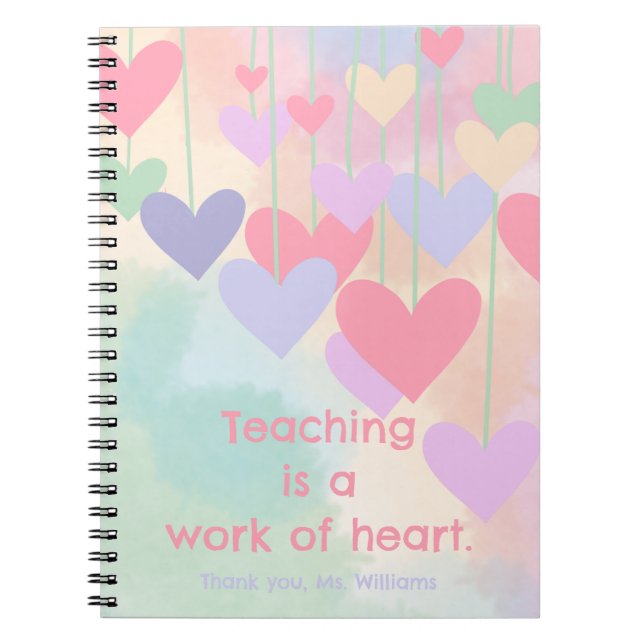 Carnet Professeur Best Merci Hearts coloré Aquarelle (Devant)
