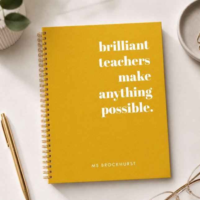 Carnet Professeur brillant Jaune Moutarde Typographie Rét (Créateur téléchargé)