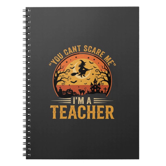Carnet Professeur de Halloween Sorcière Chat Design (Devant)