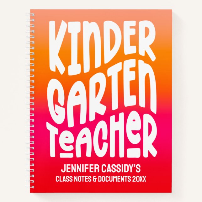 Carnet Professeur de maternelle Orange Rouge Ombré (Devant)