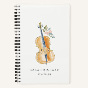 Carnet Professeur de musique musicien à l'aquarelle éléga