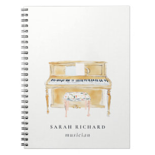 Carnet Professeur de Musique Pianiste Élégant Aquarelle