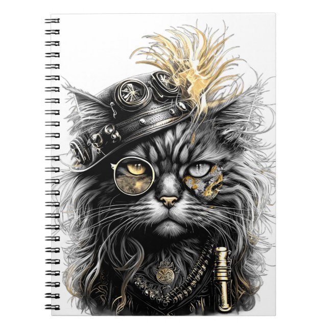 Carnet Professeur Sprocket-Paws Le Chat Steampunk Funky (Devant)
