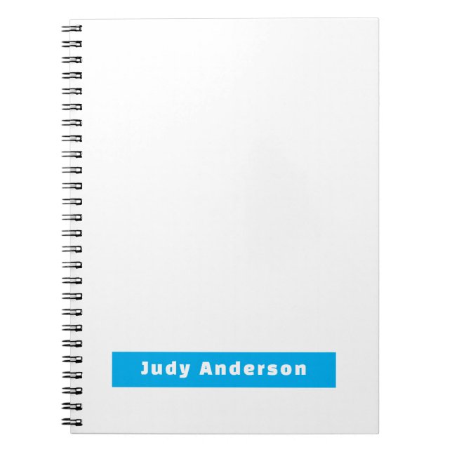 Carnet Professional Plain Modern Elegant Name Blue White (Devant)