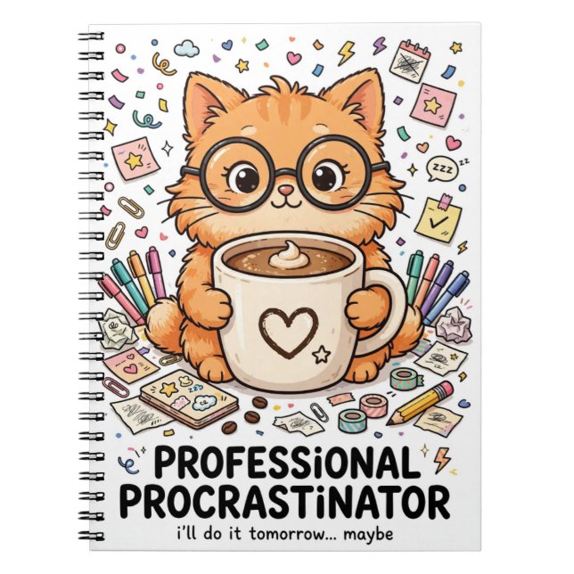 Carnet Professional Procrastinator - Cat Notebook (Devant)