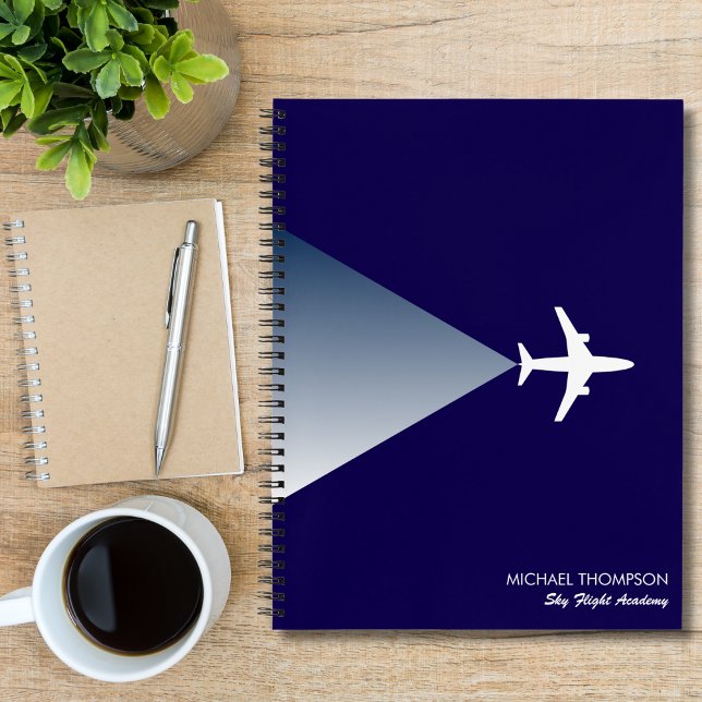Carnet Professionnel Aviation Moderne Élégant Bleu Blanc (Créateur téléchargé)