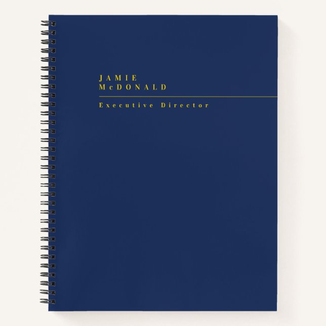 Carnet Professionnel d'affaires Moderne Bleu Nuit et Or (Devant)