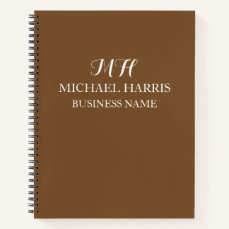 Carnet Professionnel Marron Monogramme Initial Affaires