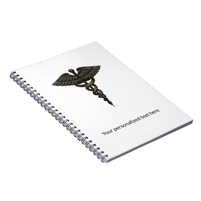 Carnet Professionnel Simple Médicale Caduceus Noir Blanc (Côté Droit)