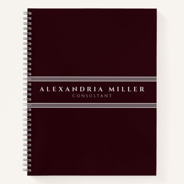 Carnet Professionnel Simple Moderne Burgundy & Gris (Devant)
