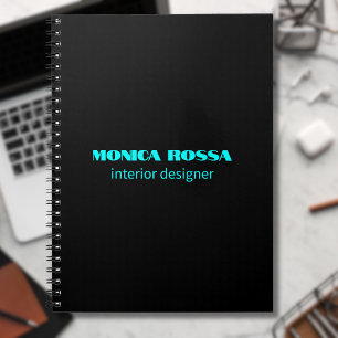 Carnet Professionnel Simple Moderne Neon Bleu noir