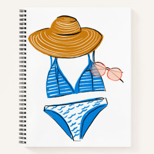 Carnet Profitez du soleil - maillot de bain bleu
