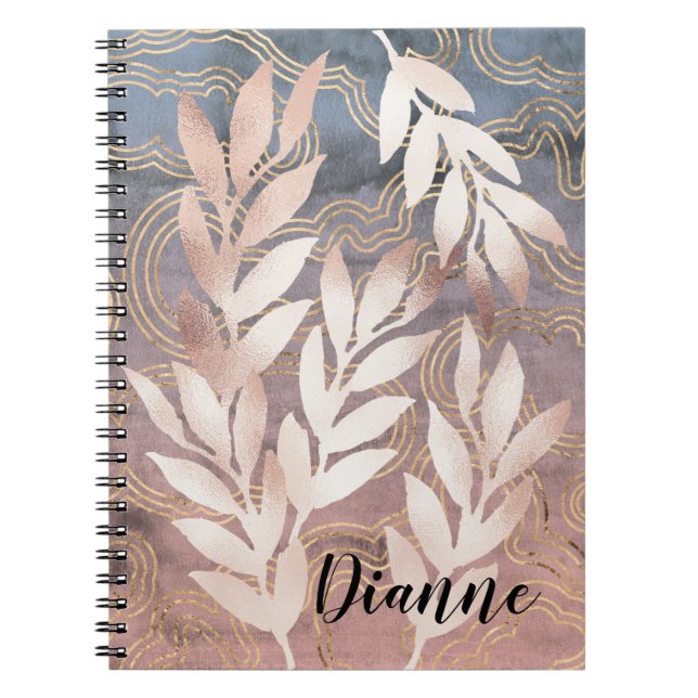 Carnet Projections de feuilles d'or rose sur fond abstrai (Devant)