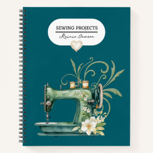 Carnet Projets de couture Classeur Turquoise Bleu Vintage