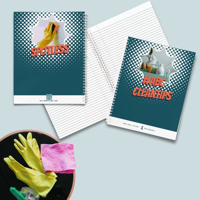 Carnet Promotions personnalisées #Hashtag Conseils propre (Custom Promotional #Hashtag Clean Tips Notebook - Photo Motto Social QR-code)