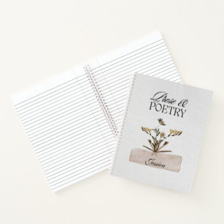 Carnet Prose & Poetry Personalized Floral