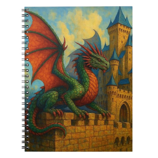 Carnet Protecteur de château de dragon médiéval (Devant)