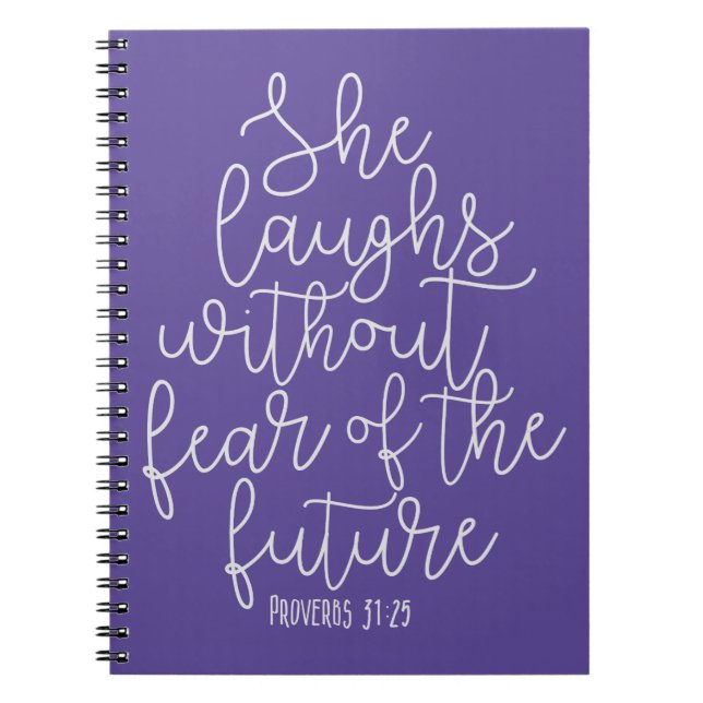 Carnet Proverbes, Elle rit sans crainte, Bible Verse (Devant)