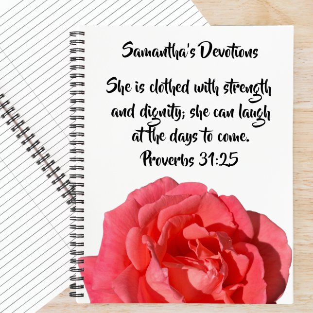 Carnet Proverbs 31:25 Red Rose Christian Custom Devotion (Créateur téléchargé)