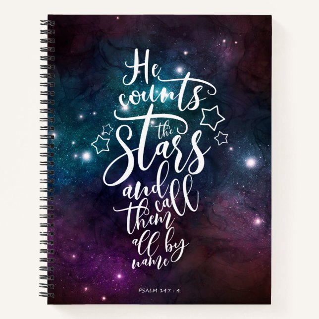 Carnet Psaume 147:4 Il compte la Bible des étoiles (Devant)