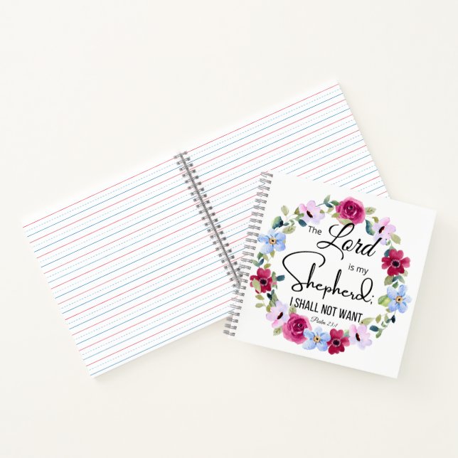 Carnet Psaume 23:1 Le Seigneur est ma Bible florale bergè (Intérieur)