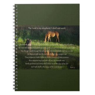 Carnet Psaume 23 texte avec cheval à côté des eaux calmes