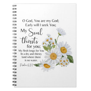 Carnet Psaume 63:1 Écriture Bible Chamomile Fleurs