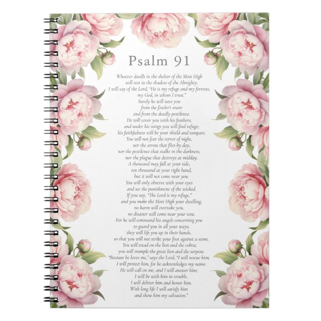 Carnet Psaume 91 Écriture Biblique Floral Blush (Devant)