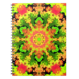 Carnet Psychédélic Hippie Flower Green Orange and Red