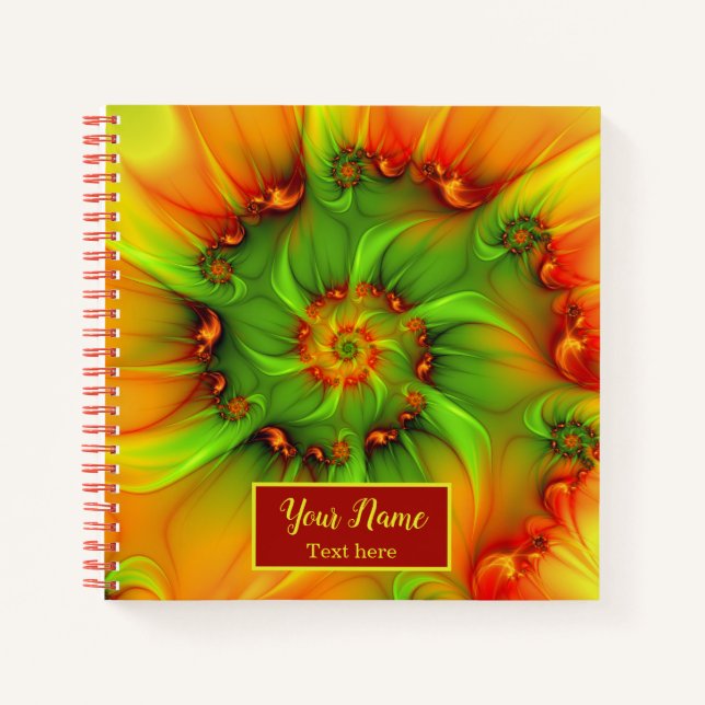 Carnet Psychédélique colorée moderne Abstrait Nom fractal (Devant)