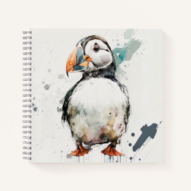Carnet Puffin Bird Portrait Animal Peinture Faune Gratuit (Devant)
