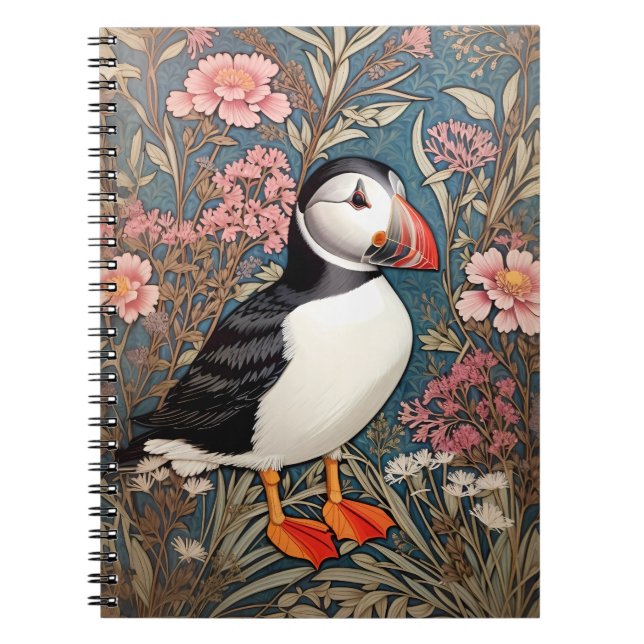 Carnet Puffin Et Fleurs Éthridées De Mer William Morris (Devant)