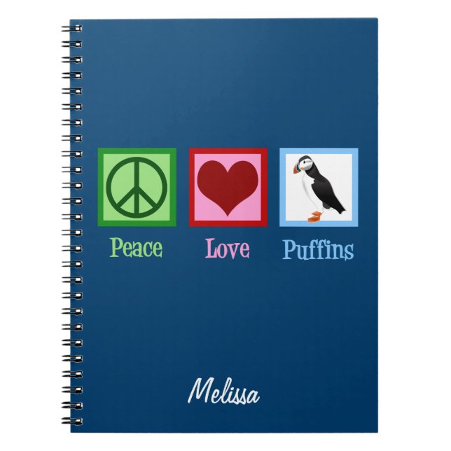Carnet Puffins Peace Love (Devant)