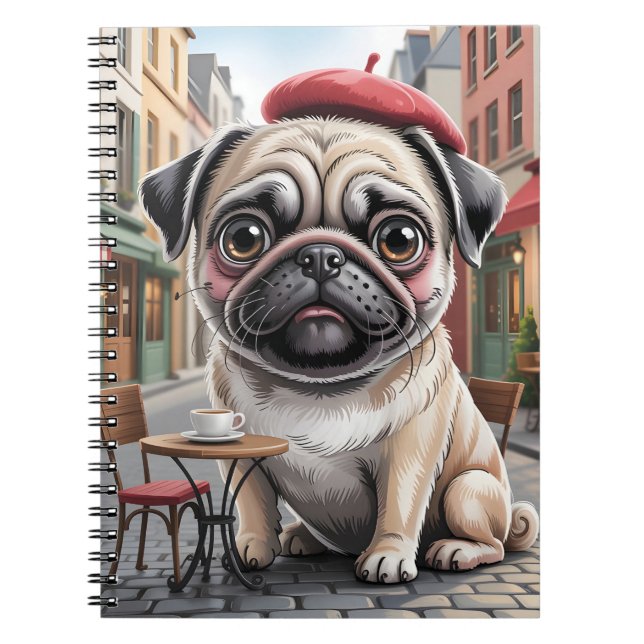 Carnet Pug Parisien au Café du Trottoir (Devant)