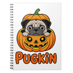 Carnet Pugkin d'Halloween, chien pug citrouille