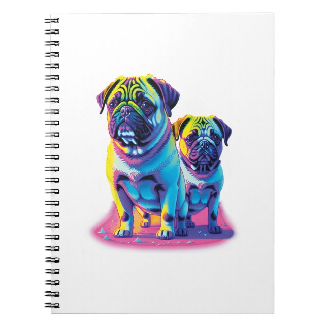Carnet Pugs Pop en Rose  (Devant)