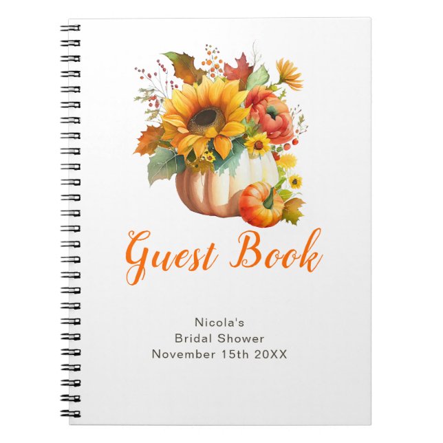 Carnet Pumpkin Flower Bouquet Bridal Shower Guest Book (Devant)
