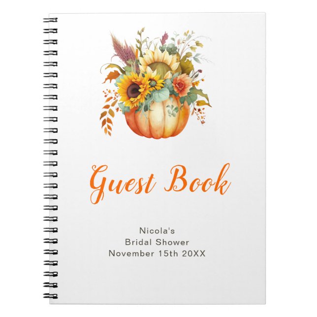 Carnet Pumpkin Flower Bouquet Bridal Shower Guest Book (Devant)
