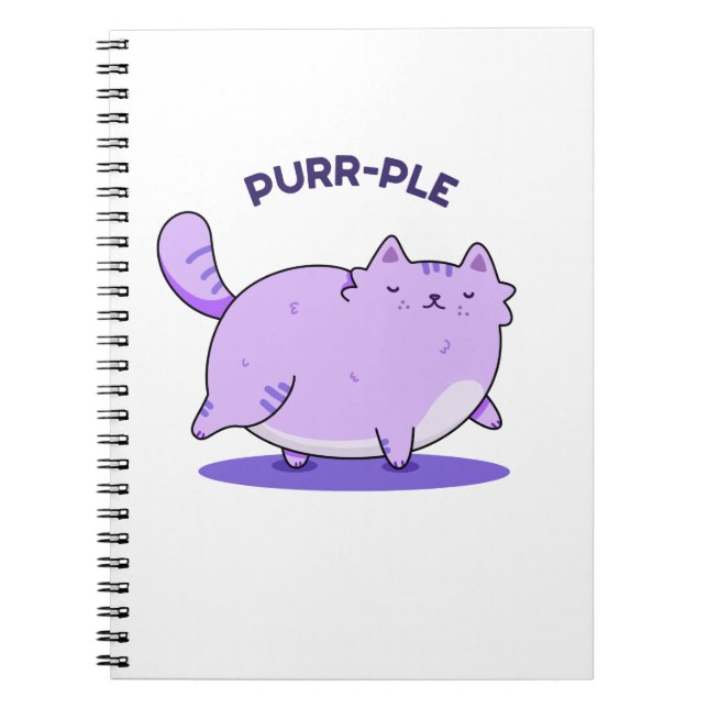 Carnet Pun de chaton gros mignon violet pourpre  (Devant)