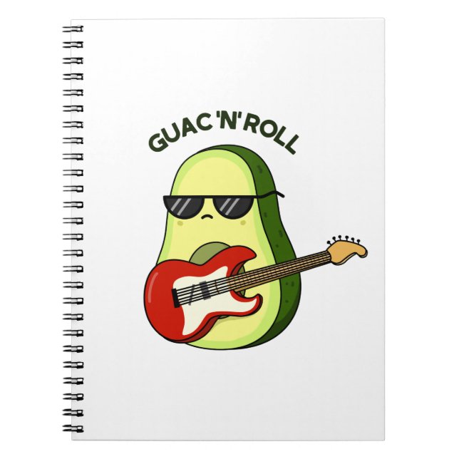 Carnet Pun de guac et de rock drôle d'avocat  (Devant)