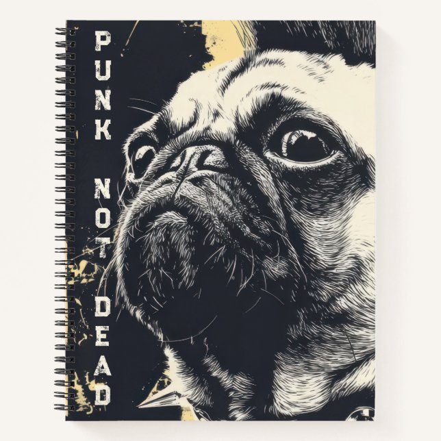 Carnet Punk Not Dead Bulldog – Rock Chien Art (Devant)
