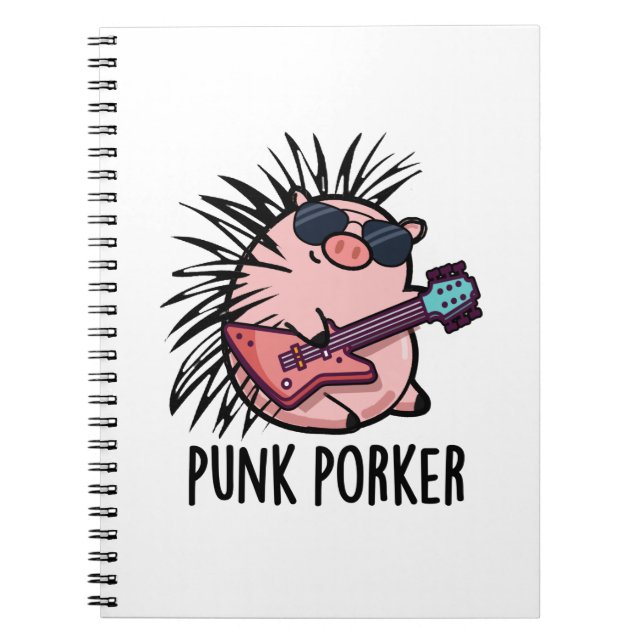 Carnet Punk Porker Drôle de porc punk rockeur Pun  (Devant)