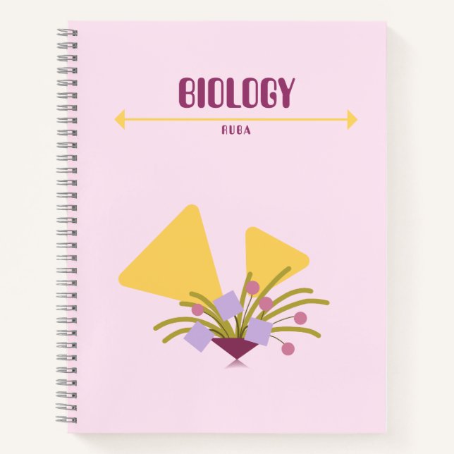 Carnet Purple and yellow Notebook with geometric flowers  (Devant)