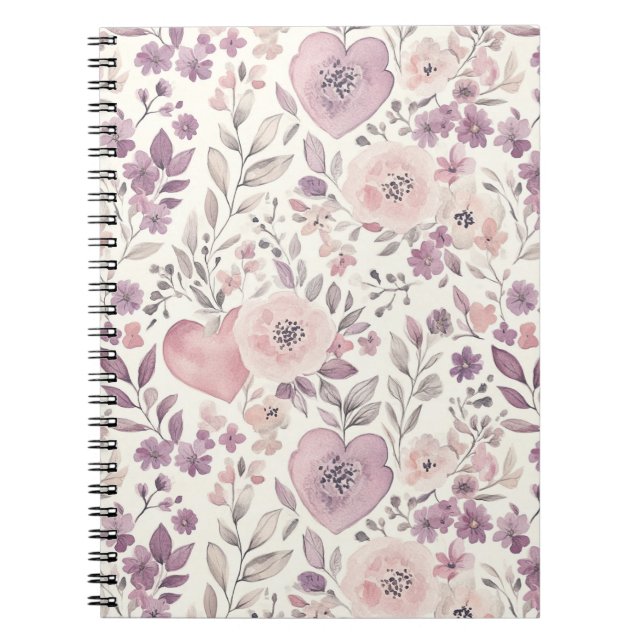 Carnet Purple Blush Pink Flowers (Devant)