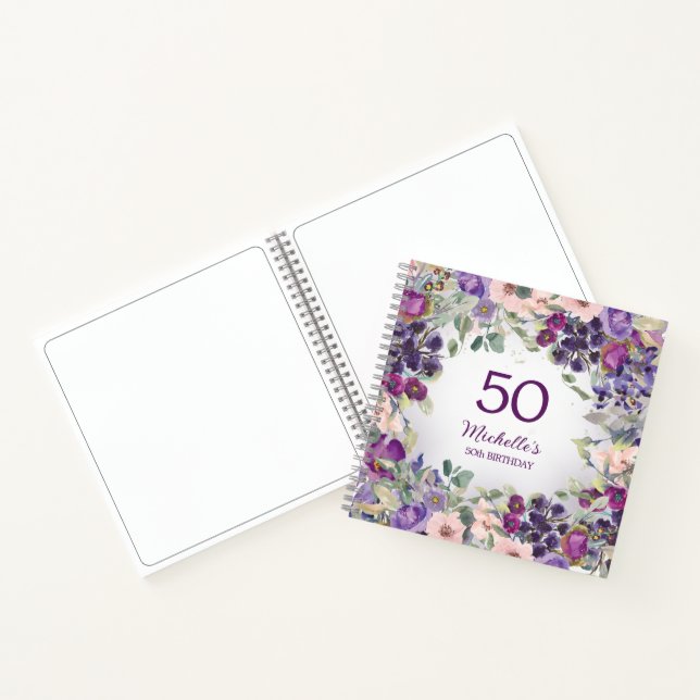 Carnet Purple Blush rose floral Custom 50e anniversaire (Intérieur)